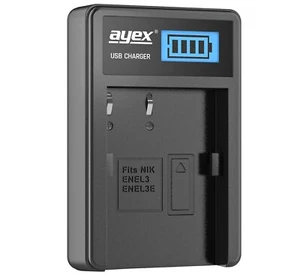 ayex USB Charger USB Ladegerät für Nikon EN-EL3e Kamera-Akku - Bild 1 von 7