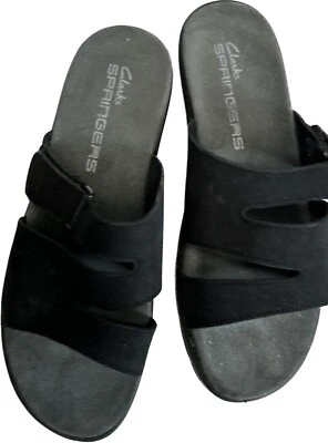 Sandalias Clarks Sunstar Springers Cuero Nobock Negro Espalda Abierta Talla 6M Excelente Estado Foto 1 de 4