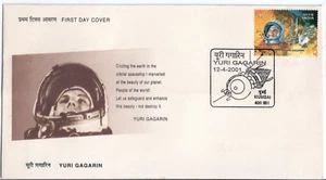 India 2001 First Day Cover Yuri Gagarin FDC - Picture 1 of 2