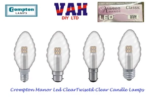 Twisted Candle LED Lamp BC.ES,SBC,SES Crompton 3W, Manor House Non-Dimmable - Picture 1 of 9