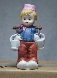 Vintage Boy with Water Buckets Figurine Bisque Porcelain Korea - Imagen 1 de 6