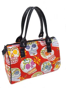  US HANDMADE DOCTOR BAGS WITH  "SUGAR SKULLS,  CALAVERAS " PATTERN, COTTTON, NEW - Picture 1 of 15