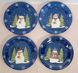 Juego de 4 platos de ensalada de muñecos de nieve brillantes Make The Season Navidad - Imagen 1 de 8