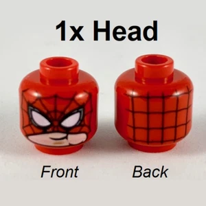 LEGO PART - Spider-Man Minifigure Head, Black Web and White Eyes, Mask Pulled Up - Picture 1 of 1