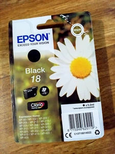 Epson 18 Cartouche d'encre Noir Original Expression Home Imprimante C13T18014022 - Photo 1/3