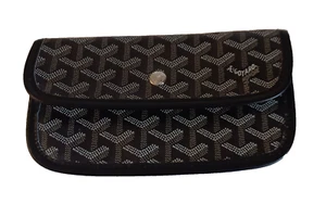 Authentic GOYARD Saint Louis GM Bag Black & Gray Canvas/Leather Pouch Wallet - Picture 1 of 7