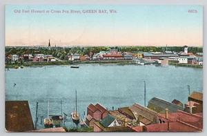 Postcard Green Bay Wisconsin Old Fort Howard Cross Fox River 1910 - Imagen 1 de 2