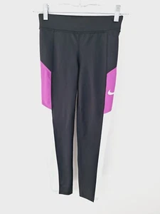 Nike Leggings Pants M Black Magenta Aqua Dri Fit Girls - Picture 1 of 6