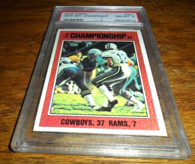 1976 Topps Football #331 NFC Championship Cowboys vs Rams PSA 8 NM MINT - Image 1 of 2