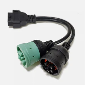 6 Pin J1708 or 9 Pin J1939 to 16 Pin OBD2 OBDII Adapter Cable Heavy Duty Truck - Picture 1 of 8