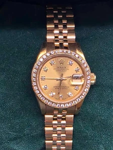 18k Ladies Rolex Datejust Aut Watch 69178 Factory Diamond Dial & Bezel Box C983 - Picture 1 of 15