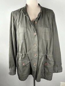 Lands’ End Sz 1X 16W-18W Olive Green Anorak Style Lightweight Cotton Jacket - Picture 1 of 11