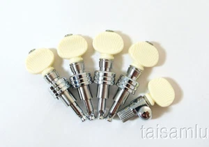 5 String banjo tuning pegs, Chrome plated, ivory color Acrylic buttons, 328C-BI - Picture 1 of 5