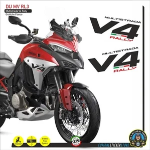 2 ADESIVI DUCATI MULTISTRADA V4S Rally FIANCHETTI LATERALI NERO ROSSO DU MV RL3 - Picture 1 of 1