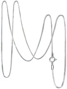 925 Solid Sterling Silver Classic Box Venetian Nice Chain 1 mm Spring Ring Clasp - Picture 1 of 5