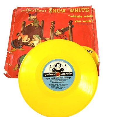 Capa amarela 78 RPM disco de estireno apito branca de neve enquanto trabalha 6” - Imagem 1 de 3