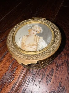 19th Century Dore Bronze Engraved Casket with Signed Miniature Portrait - Picture 1 of 10
