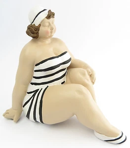 Dekofigur Mollige Frau Badeanzug Retro Art Frauenfigur Dicke Akt Badepuppe - Bild 1 von 8