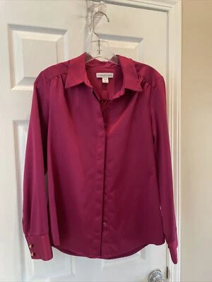 Blusa Top Coldwater Creek Preciosa Tono Fucsia Botón ☼ Talla S Foto 1 de 3
