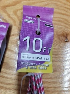 10' Foot USB C Cable To Lightening Charging Sync Charger Cord IPHONE A09 - Photo 1 sur 11