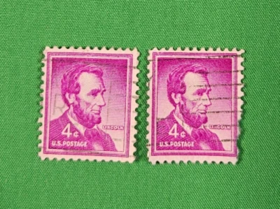 US Stamp 1958 4c Abraham "Abe" Lincoln Postage x 2 - Image 1 of 3
