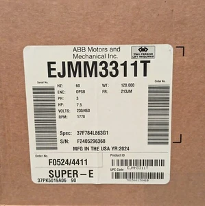 Baldor EJMM3311T Motor, 7.5 HP, 230/460VAC, 3 PH, 1770 RPM - Picture 1 of 4
