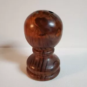 Vintage Wood Desk Pencil Pen Holder Hand Carved or Turned Dark Stain 5.75" - Picture 1 of 12