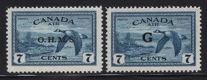 Canadá 1949 7c Correo Aéreo Oficial Set Sc# CO1-2 NH - Imagen 1 de 1