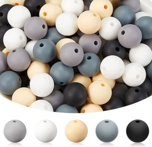 Silicone Beads Diy,Gray mix,100pcs×12mm,JewelryNecklaceAccessoryBraceletsPendant - Picture 1 of 4