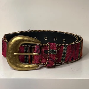 Elite Belt Womens Large Multi Woven Gold Buckle Tribal Southwestern Cowgirl-M - Picture 1 of 5