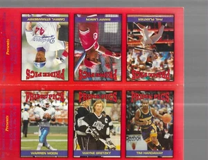1992 SPORTS CARD REVIEW PRIMEPICS 6 CARD PANEL-GRETZKY,STRAWBERRY,MOON,LARKIN - Picture 1 of 2