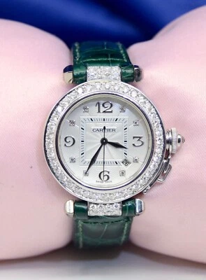 Ladies' Cartier Pasha Automatic watch in 18K White Gold with Diamonds Ref.2528 - Image 1 of 4