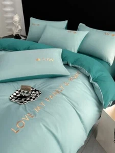 Luxury Egyptian Cotton Bedding Set with Sheet Duvet Cover Pillowcases Bed Linens - Picture 1 of 22