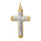 Sterling Silver 925 Satin & Polished Vermeil Corpus Cross Charm Pendant 1.5 Inch