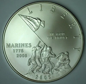 2005 P Marine Corps Uncirculated Silver Dollar Marines 230th Anniv BU Coin - Picture 1 of 2
