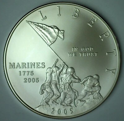 2005 P Marine Corps Uncirculated Silver Dollar Marines 230th Anniv BU Coin - Image 1 of 2