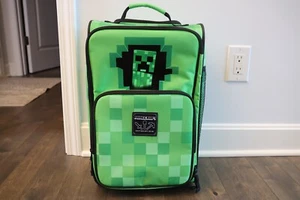 Grün Minecraft Creeper Kinder Koffer Gepäck Handgepäck Rollen Canvas Schale JINX - Bild 1 von 16