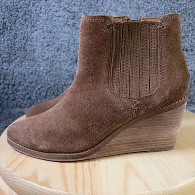 Botas Chelsea Frye and Co Kaye para mujer talla 8 marrón gamuza tacón de cuña botín al tobillo Foto 1 de 4