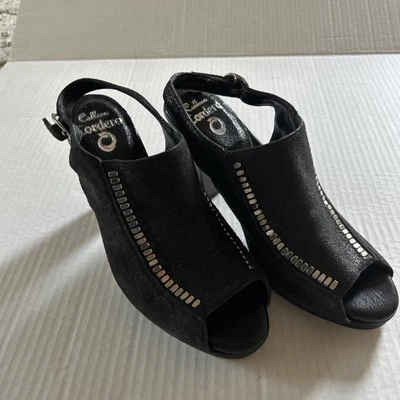 Calleen Cordero Black with Silver Studded Slip-on Heeled Shoes Size 6.5 - Image 1 of 4