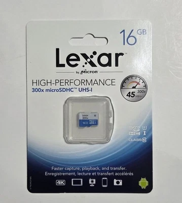 New LEXAR 16GB Micro SDHC - UHS-1 300X 45MB/s High Performance  Memory Card - Image 1 of 2