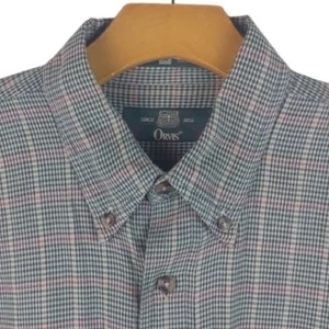 VTG Orvis Green Herringbone Check Button Down Shirt Green Size Medium - Picture 1 of 7