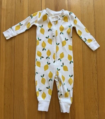 Hanna Andersson - 70 6-12 meses cremalleras de una pieza pijama pijamas limones Foto 1 de 4