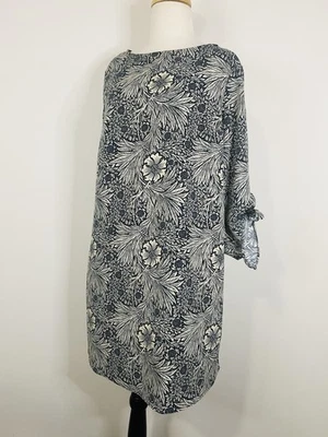 Morris & Co X H&M Blue Floral Marigold Print Tunic Shift Dress Size AU12 US8 - Image 1 of 4