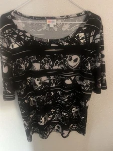 Camiseta elástica Lularoe x Disney para mujer talla 2XL negra blanca Jack Skellington AOP - Imagen 1 de 5