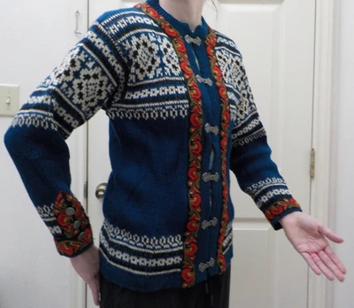 Lote #4905 Nordstrikk SUÉTER DE LANA NORUEGO Esquí Cierre de Metal Para Mujer Pequeño Foto 1 de 4