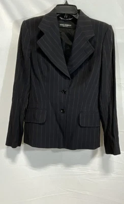 Dolce&Gabbana Women's Black Pinstripe Classic Blazer Size 42 - Image 1 of 4