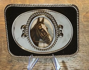 Vintage Western / Horse Head Belt Buckle / Removable Picture - Picture 1 of 2
