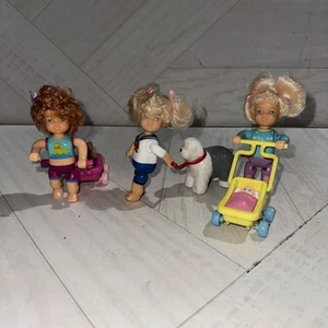 3 Vintage 1990 M.I.I Meritus Wind Up Walking Dolls with Stroller-Wagon-Dog - Picture 1 of 5