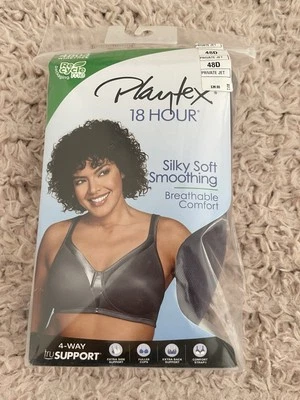 NWT Playtex 18 Hour 48D Bra Silky Smoothing  Wireless 4803 Private Jet Gray  - Image 1 of 4
