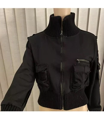 Vintage Y2K Rampage Black Velvet Jacket Bolero Crop Medium Whimsigoth Witchy - Image 1 of 4